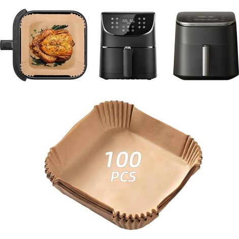 100 pièces Papier Cuisson Air Fryer 5.5L 6L, Airfryer Accessoires Plat Papier Sulfurisé 6L CAF-DC601-KEU 5.5L Cp158-AF Friteuse Sans Huile (1/5)