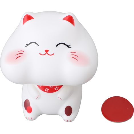 Ortviai Chat Porte-Bonheur Solaire avec Mouvement de Nodulation Automatique en ABS pour Bureau, Restaurant ou Vitrine (1/5)