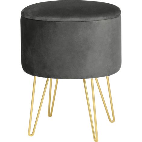 Pouf AKORD LILI in velluto apribile con contenitore colore Grigio altezza 45 cm (1/5)