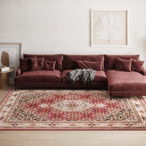 Tapis de Bidjar indien Tapis Bombay - Tapis oriental  - 180x120cm, Rectangular - 100% Laine vierge - Noué main - Rouge