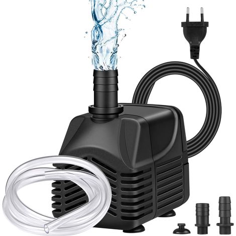 Pompe à Eau Immergée 25W, 220V, 1500 L/H Pompe Aquarium Ultra Silencieuse Pompe Submersible pour Aquarium, Petites Fontaine de Jardin avec 2 Buses 1,5M Tuyau (1/5)