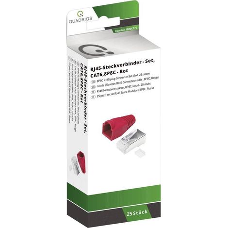 Conectores RJ-45 CAT 6 Rojos Quadrios 25 unidades