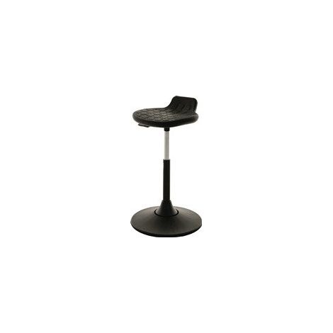 Tabouret pivotant base disque en plastique, mousse polyuréthane intégrée noire, réglage en hauteur d'assise 490-680 mm (1/2)