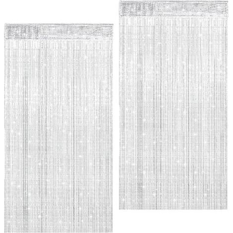 2 pièces 100 x 200 cm Rideau Métallique de Frange Blanc, décorative Rideau de Porte à Cordes, moustiquaire, divise-pièce, Mariage (1/5)