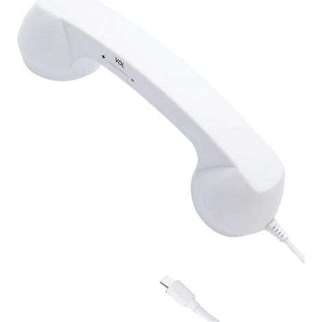 Combiné téléphonique rétro USB-C – câble spiralé et contrôle du volume, blanc, USB-C vers USB-C (1/5)