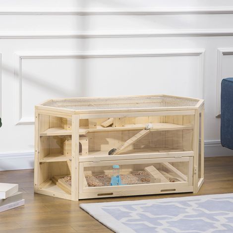 Jaula para hámster de madera con 3 niveles OKMYHOME (1/3)