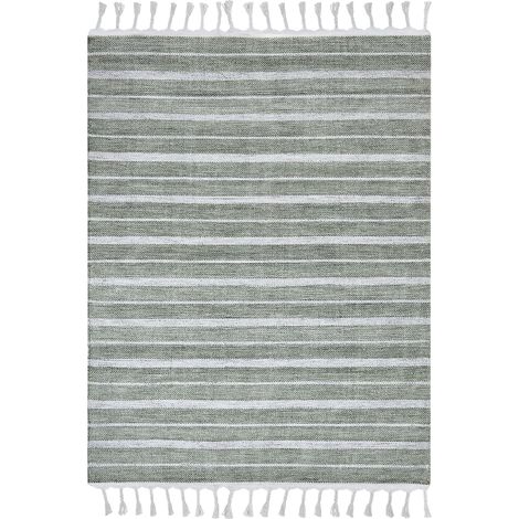 Tappeto in tessuto sintetico a righe verdi 140 x 200 cm Bademli