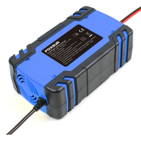 FOXSUR – Caricabatterie a impulsi da 12 V e 24 V con schermo LCD, per batterie di moto e auto, piombo-acido AGM WET (1/5)