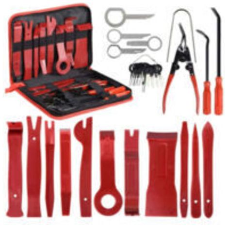 royaluxe -30PCS Outils pour Garnitures Outils Démontage Installation Garniture Intérieure Outils pour Garnitures Panneau de Porte Autoradio Kit Garniture Voiture avec Un Sac (1/4)