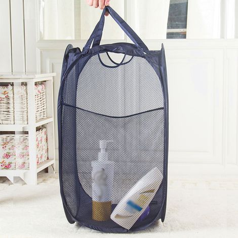 Panier à linge grande capacité en maille polyester pliable (1/5)