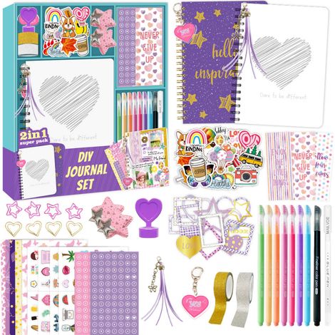 Kit de journal à faire soi-même pour filles, cadeau d'anniversaire idéal pour les enfants et pour le scrapbooking, parfait pour les filles de 8 à 14 ans. (1/5)