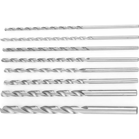Lot de 8 forets hélicoïdaux extra longs en acier rapide à queue droite (4-10 mm) pour le bois (1/5)