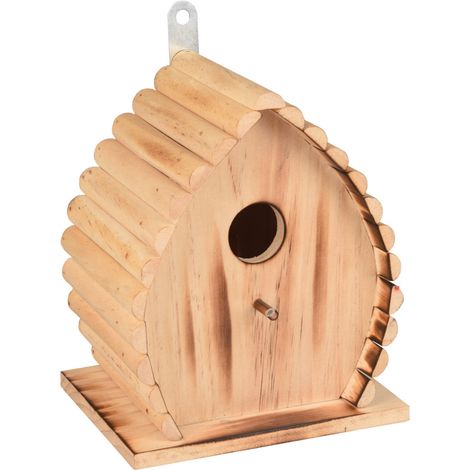 Nichoir pour oiseaux 16 x 12.5 x 19.5 cm en bois flammé nature - animallparadise