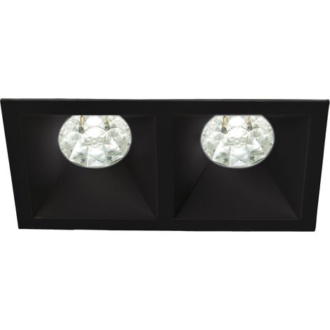 Spot DECO GU10 carré 2 têtes fixe, noir mat IP20 - EUROPOLE - 27821 (1/4)