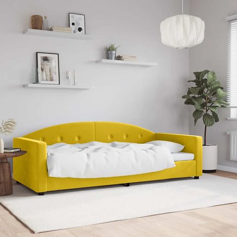 Sofá cama sin colchón terciopelo amarillo 90x200 cm