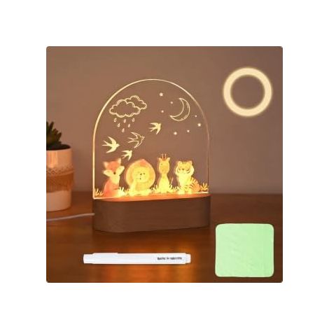 Veilleuse Bébé Personnalisée Lampe Enfant DIY Animaux Lampe Enfant Personnalisée Cadeau Naissance Baptême Décoration Chambre Bébé Animaux Forêt Nocturne Lumineuse Étoiles (1/5)