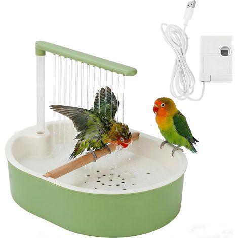 Fontaine pour Perroquet, Bain d'oiseaux Automatique avec Eau en Circulation,Pompe Silencieuse Et Chargement USB, Capacité,pour Animaux Domestiques, Pinsons, InséParables, CacatoèS, Conures (1/5)
