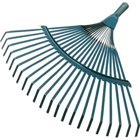 Balai métallique - Grand râteau à gazon - Outil de jardin - 22 dents - Tête plate (1/4)