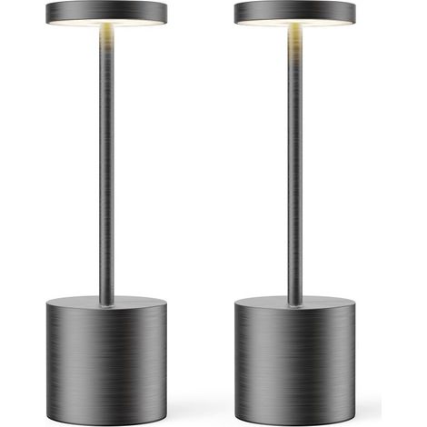 Lámpara de mesa inalámbrica, recargable y regulable, 2 unidades, batería de 1800 mAh, diseño resistente al agua, color negro. (1/5)