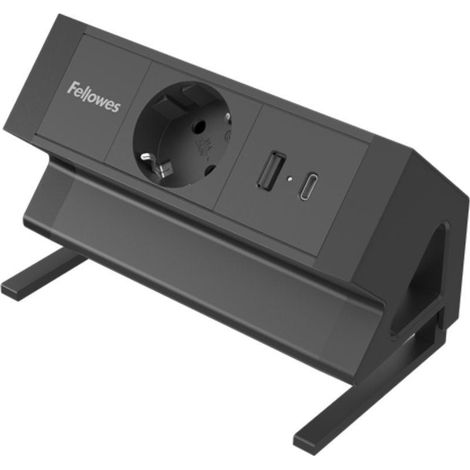 Regleta Sobremesa Fellowes 100137172/ 1 Tomas de corriente/ 1 USB - 1 USB Tipo-C/ Cable 2m/ Negra