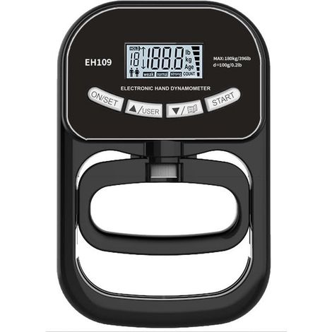 Dynamomètre numérique – 180 kg – Testeur de force – Entraînement des doigts – Noir – Préhension (1/5)