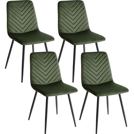 Set of 4 Dining Chairs HAVRE Velvet Olive Green