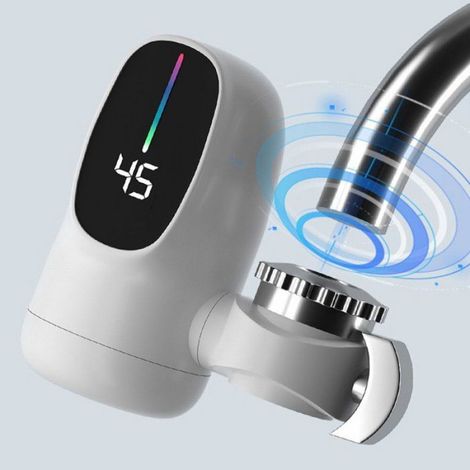 Robinet de cuisine - Robinet chauffant électrique - Chauffe-eau instantané - Flux continu - Blanc (1/4)