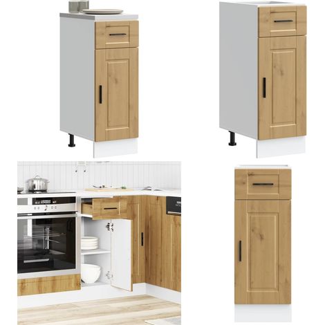 Mueble bajo de cocina porto roble artesano madera reconstituida - Mueble bajo de cocina - Almacenamiento bajo cocina