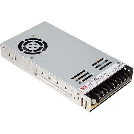 LRS-350-24  Transformador MEANWELL Entrada 90-132/180-264VAC Salida 24VDC 14,6A, 350,4W Aislamiento 3000VAC Sin PFC
