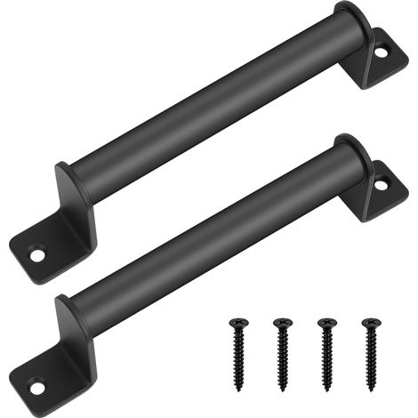Lot de 2 Poignées de Porte Coulissantes Vintage - Noires, pour Portes de Grange, Intérieures et Extérieures (1/5)