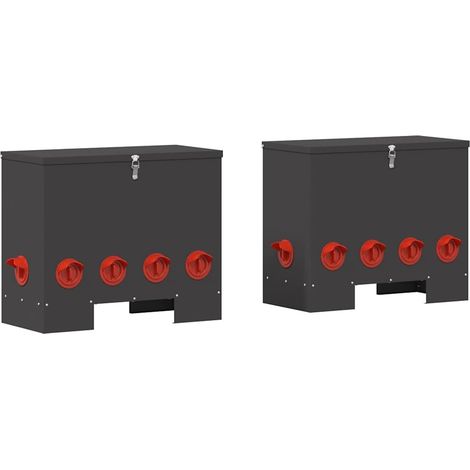 Mangeoire pour poules 2 pcs Noir 60,5 x 29 x 51 cm