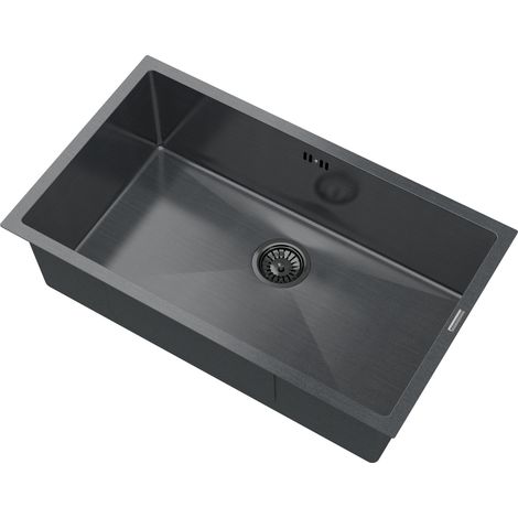 Évier Sous-Plan Acier Inoxydable Bari74 Granitan Noir Rectangulaire 1 Bac 748x447 mm (1/5)