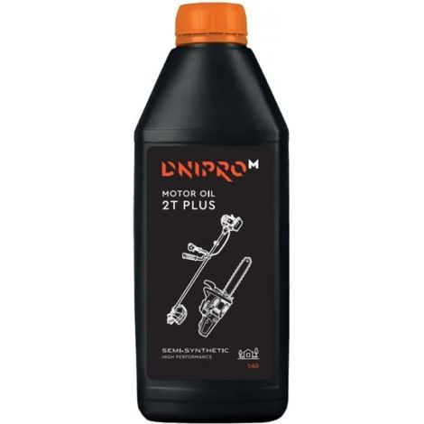 Dnipro-M Aceite de Motor 2T PLUS 1L, Semisintético, JASO FB ISO L-EGB, Mezcla 1:40, para Motosierra y Desbrozadora