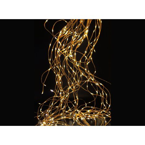 Cascada de 10 Hilos Luminosos con 20 LED Blanco Cálido – 2 Metros, Uso Exterior, IP44