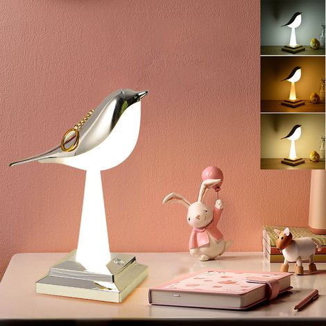 Veilleuse chrome, lampe de bureau en continu rechargeable, température de couleur 3000K-6000K et luminosité tactile réglable (sans fil) (1/5)