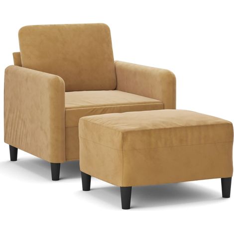 Fauteuil de Salon,Chaise,Fauteuil avec repose-pied Marron 60 cm Velours CFW486669 (1/5)