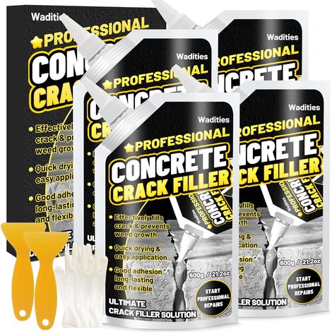 Remplisseur de fissures dans le béton 2.4kg, mastic d'étanchéité pour la réparation du béton des allées, des trottoirs, des terrasses, des joints, scellant à séchage rapide pour l'extérieur - Gris (1/5)