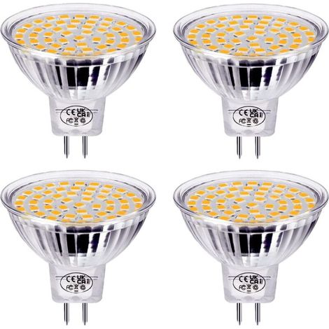 Ampoule GU5.3 LED,5W Equivalent à 40W Halogène Lampe,Blanc Chaud MR16 Spot AC/DC 12V,120 ° Faisceau Non-Dimmable,Lot de 4 [Classe énergétique E] (1/5)