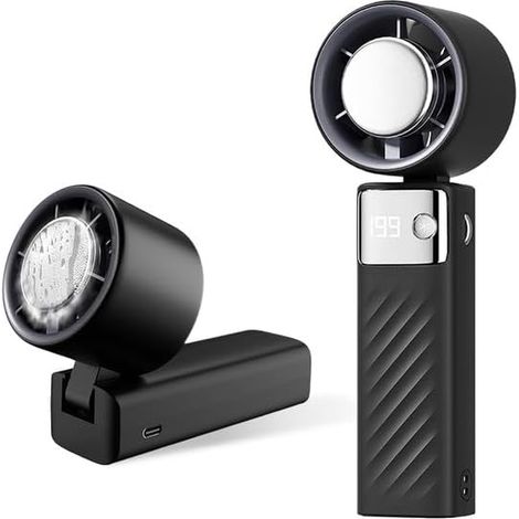 Mini Ventilateur Climatiseur Portable - 5000mAh - Turbo Silencieux - Écran LED - 1-199 Vitesses - Extérieur Bureau - Noir (1/5)