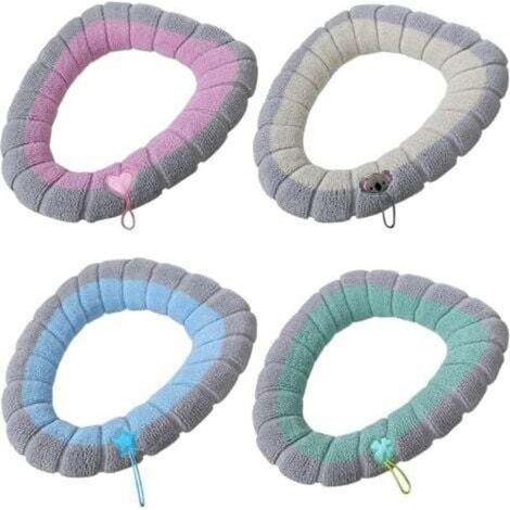 [JAMAIS UTILISÉ] Lot de 4 housses siège toilette avec poignée- Coussin épais pour salle bain - Douces, épaisses, extensibles, lavables, compatibles tous les sièges ovales (1/4)