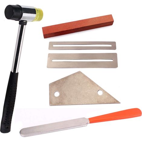 Kit d'outils pour guitare, lime à couronner les frettes de guitare, marteau à frettes double pour guitare basse, bascule à frettes en acier inoxydable, 2 pièces de doigté (1/5)