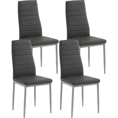 Set 4 Sedie 41x39x95 cm in Similpelle Grigio (1/5)