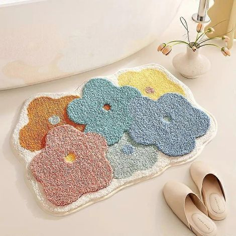Tapis de bain antidérapant mignon, doux et absorbant en microfibre, lavable en machine, pour la salle de bain, 40 x 60 cm (1/5)