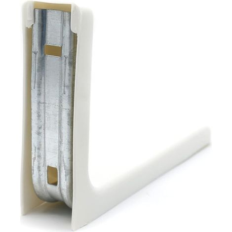 Equerre Etagere Murale Blanche 180 x 115 mm Equerre Metal avec Cache en Plastique Blanc Support Angle pour Armoire Exterieur, Equerre Fixation. (1/2)