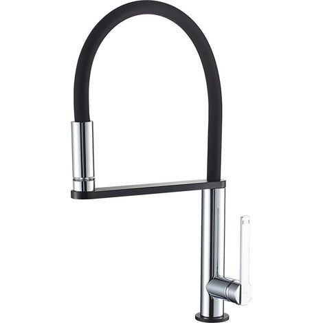 Robinet de Cuisine LED à 3 Couleurs Changeantes, Mitigeur d'Évier Noir avec Bec Flexible, Chrome (1/5)
