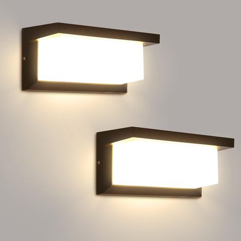 Applique Murale Exterieur 18W Luminaire Exterieur 3000K Eclairage Exterieur IP65 Lumiere Noir Exterieur LED Pour Jardin, Terrasse, Garage, 2 pièces (1/5)