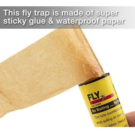 24 Rouleaux de Ruban Autocollant Anti Mouches Piège Attrape de Papier Collant Stickers Suspendus Sûr Non Toxique pour Tuer Mouc[179] (1/4)