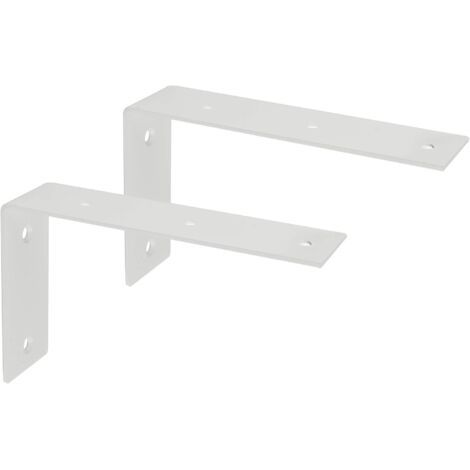 Support d'Étagère d’Élargissement Support d'Angle Brace de Tablette Réglable Murale à Suspendre en Verre/Bois avec Vis, Finition Blanche Brillante en Acier Inoxydable, 2 Pcs - 17.5cm (1/5)