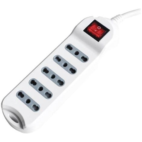 V-tac multipresa 5 prese 10/16a bipasso 3500w con attacco a parete con interruttore luminoso cavo da 1,5m colore bianco 8741