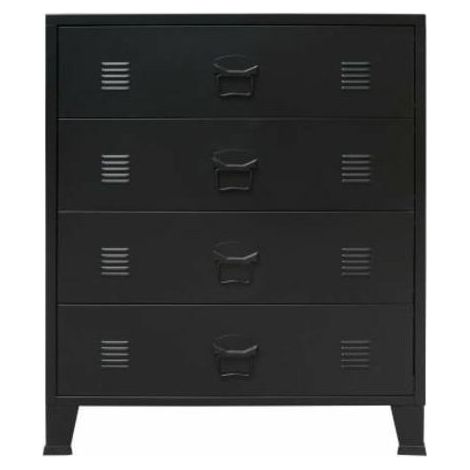 Commode 4 tiroirs métal noir industriel Kibane (1/5)